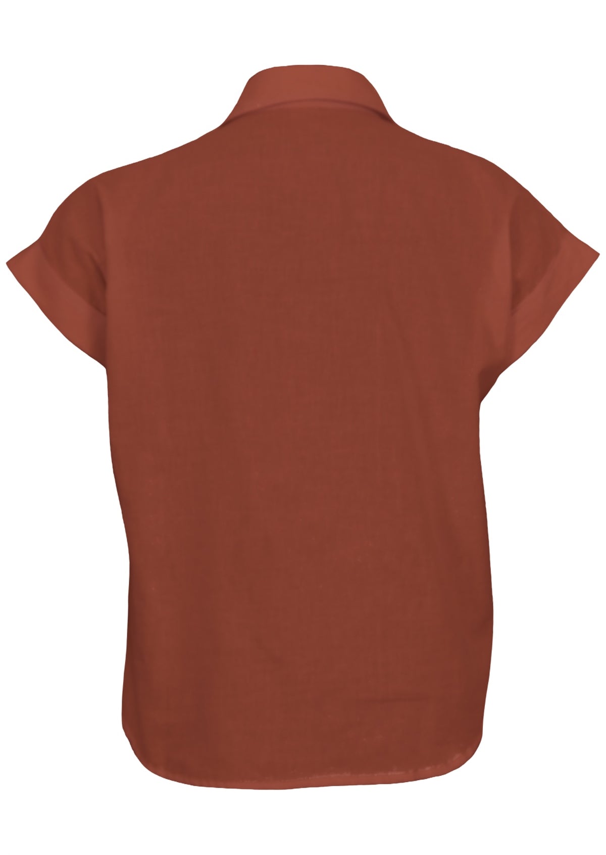 Relaxed fit 100% cotton top with short folded cuff sleeves, V neckline and a collar