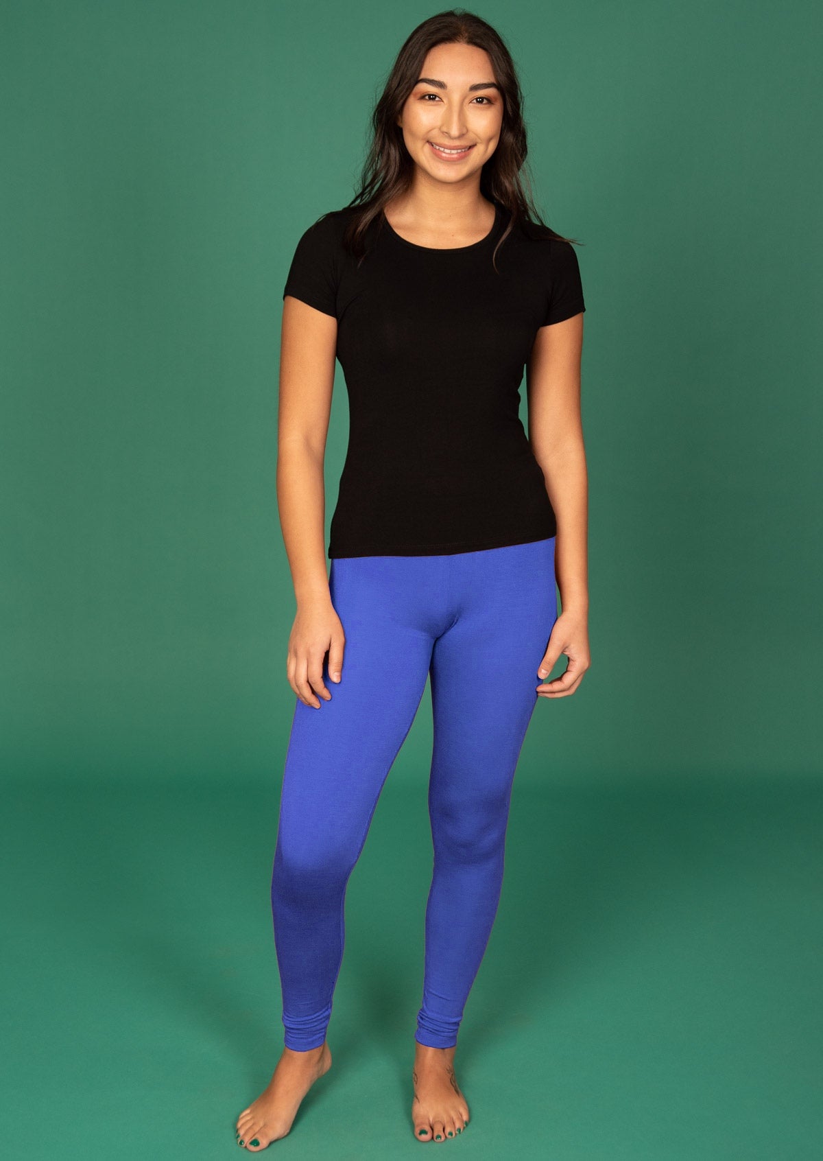 Leggings high waisted full length soft rayon electric blue | Karma East Australia