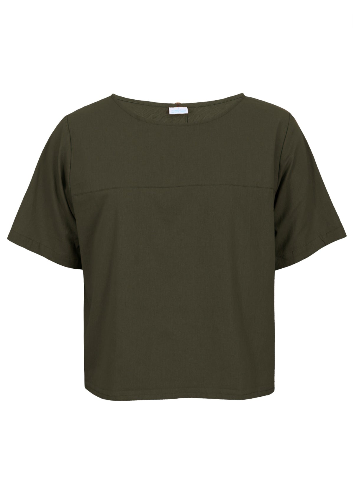 100% cotton olive green shade top with round neckline