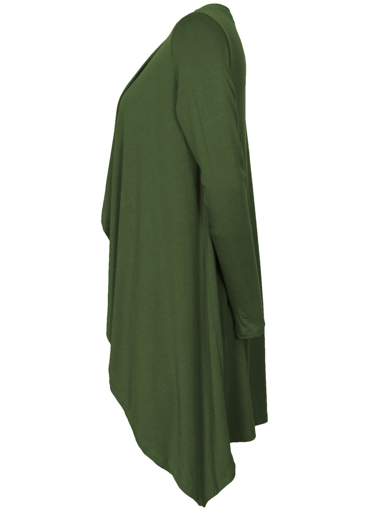 side view long sleeve olive green cardi