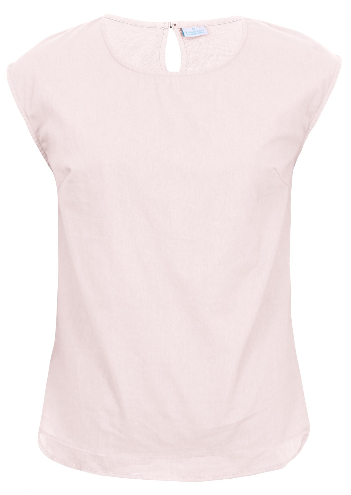 White cotton sleeveless top with round neckline and bust darts