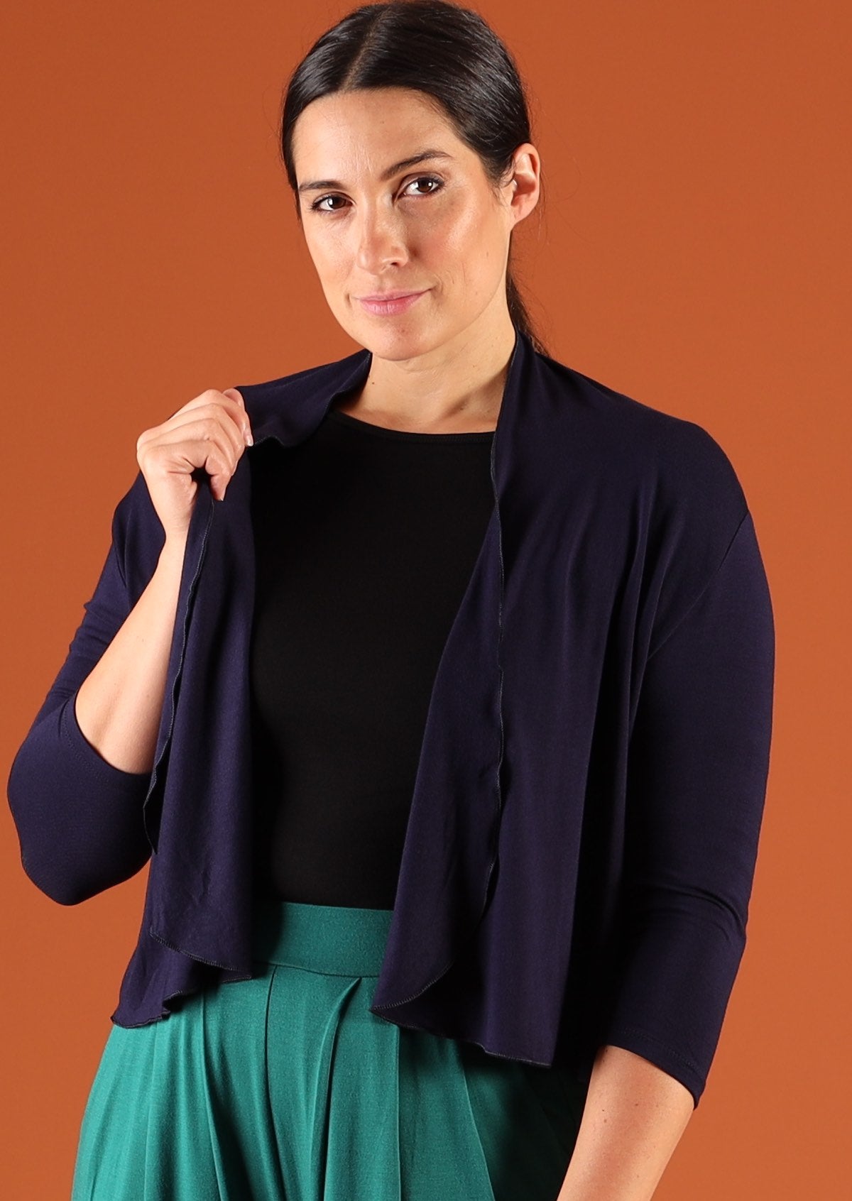 cardigan waist length midnight blue