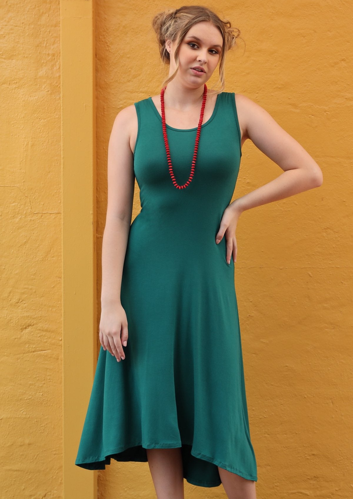 women's jersey dress jade green