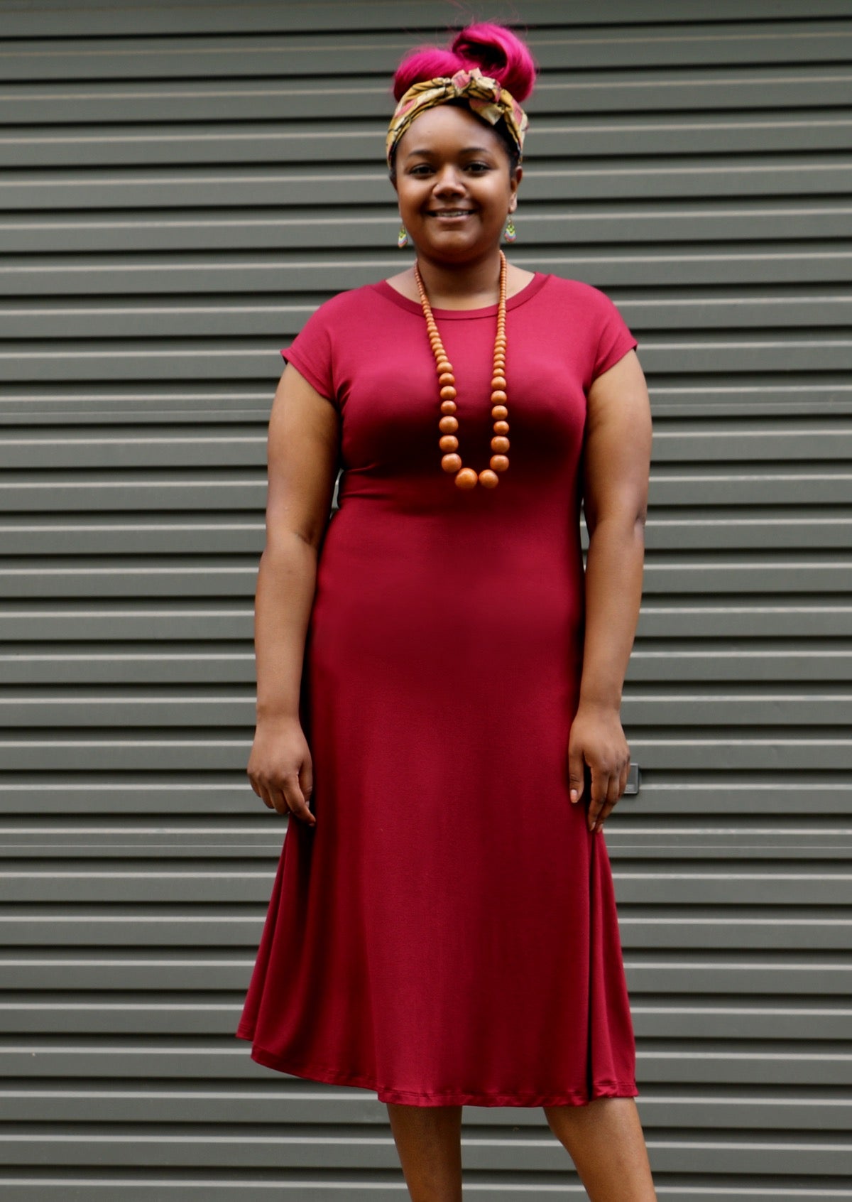 Womens Dresses Maroon Stretch Fabric | Karma East Australia