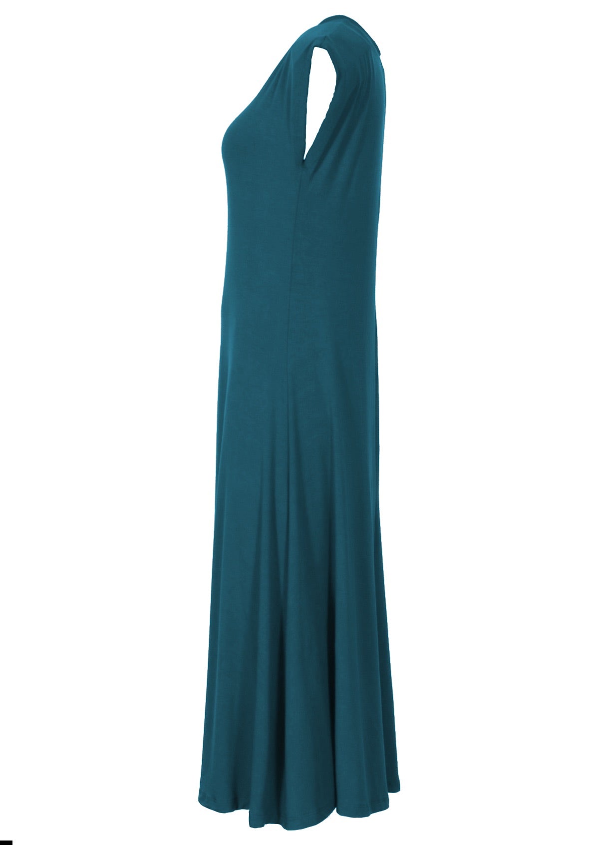 side view short sleeve midi length women's dress