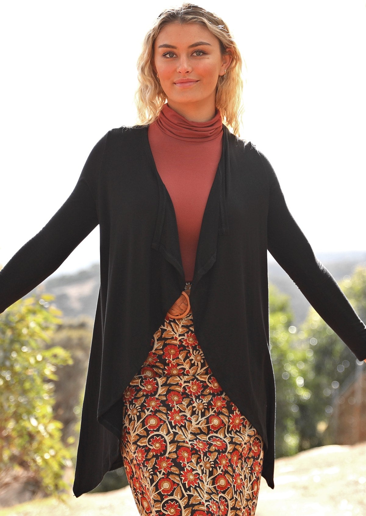 soft stretch rayon jersey cardigan