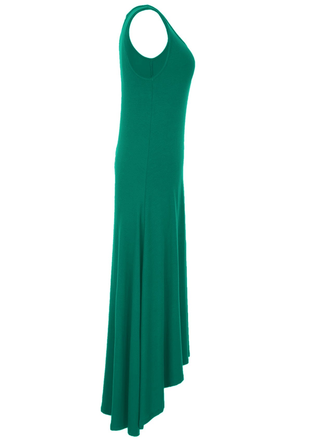 side view sleeveless concave hem dress