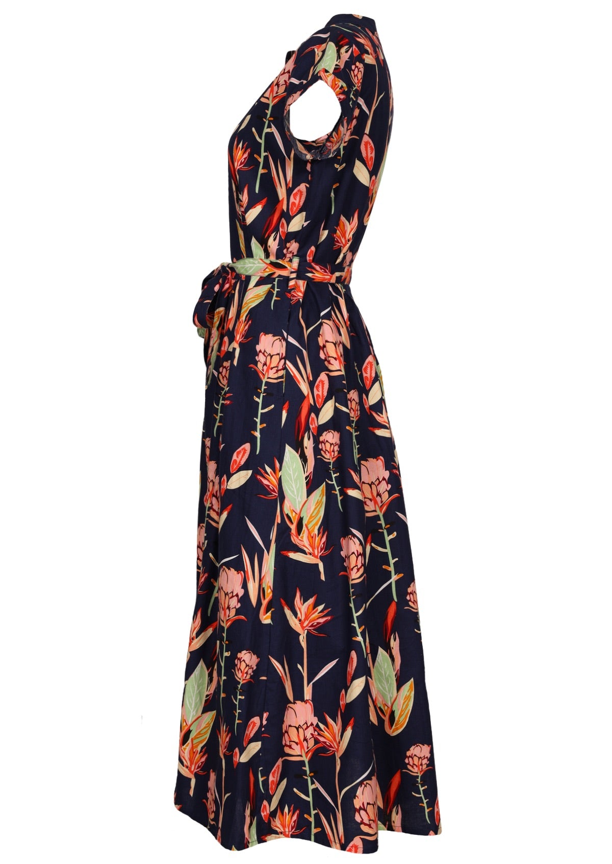 Side View Short Sleeve Midi Dress