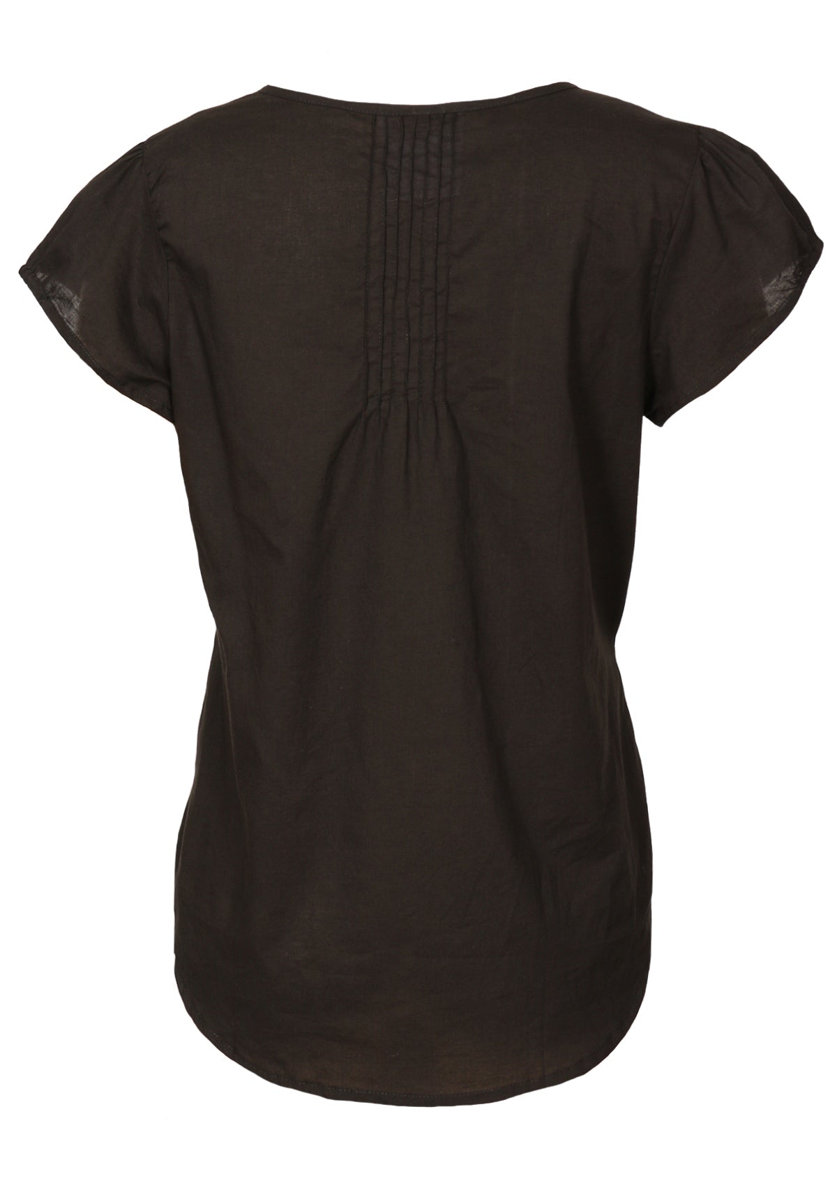 back view pleated detail at back and front of top