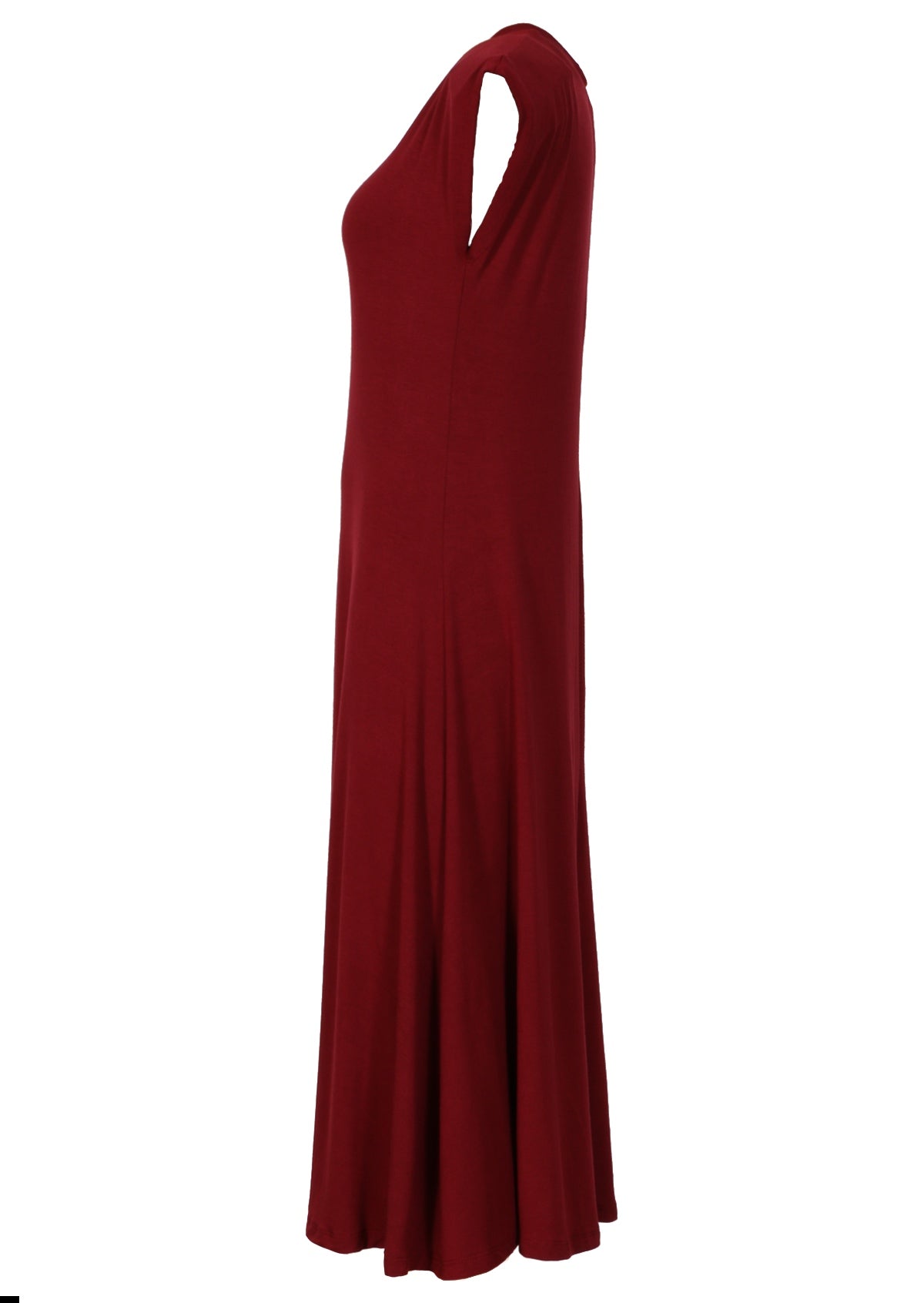 side view short cap sleeve stretch midi dress