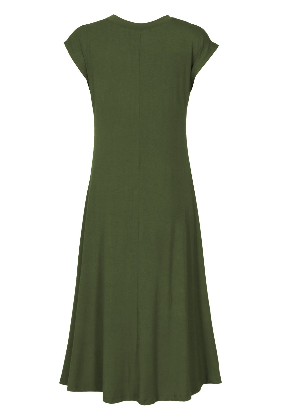 back view short sleeve a-line midi dress