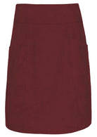 Front mannequin photo of cotton corduroy A-line skirt with pockets