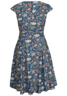 Fit and Flare cotton dress with cross over bodice, cap sleeves and generous A line skirt.