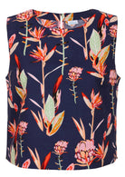 100% cotton sleeveless floral print top with round neckline.