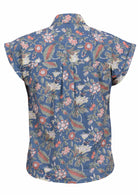 Slim fit cotton cap sleeved button through shirt with collar and centre box pleat in back