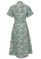 Button through cotton shirt dress with short sleeves, pockets and structured collar