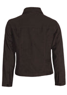 Cnocolate brown cotton corduroy jacket with adjustable tabs and brass buttons