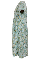 Side image short sleeved dress with pockets and V neckline.