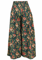 Back view of cotton wide-leg pants on a white background