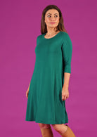 round neck soft jersey dress green