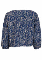 Bishop sleeve top with boat neckline mannequin back view