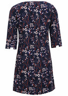 3/4 sleeve with detailed cuff, corduroy above knee length dress in retro floral print, with pockets