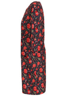 100% cotton dress with 3/4 sleeves and high round neckline side view