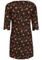 Back image of 100% cotton dress with designer cuffed 3/4 sleeves and pockets.