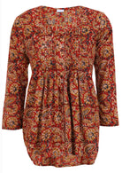 Lightweight Cotton long sleeve button through top with small pin tucks across chest.