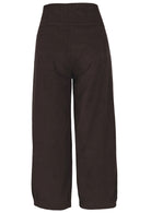 Back view of 100% cotton wide leg cotton corduroy pant in Ganache 