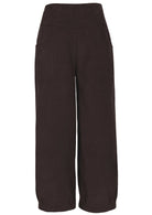 Front view of 100% cotton wide leg cotton corduroy pant in Ganache with pockets.