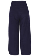 Back view of 100% cotton corduroy wide leg cotton pant in Maritime Blue