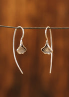Sterling silver fixed hook ginko leaf earrings