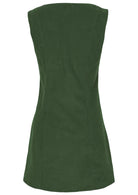 Back  photo of cotton corduroy sleeveless tunic in Douglas Fir green