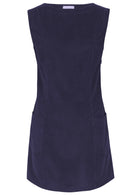Cotton corduroy sleeveless tunic in navy blue with pockets