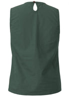 Relaxed fit 100% cotton top in jungle green, without sleeves top with button at nape of the neck