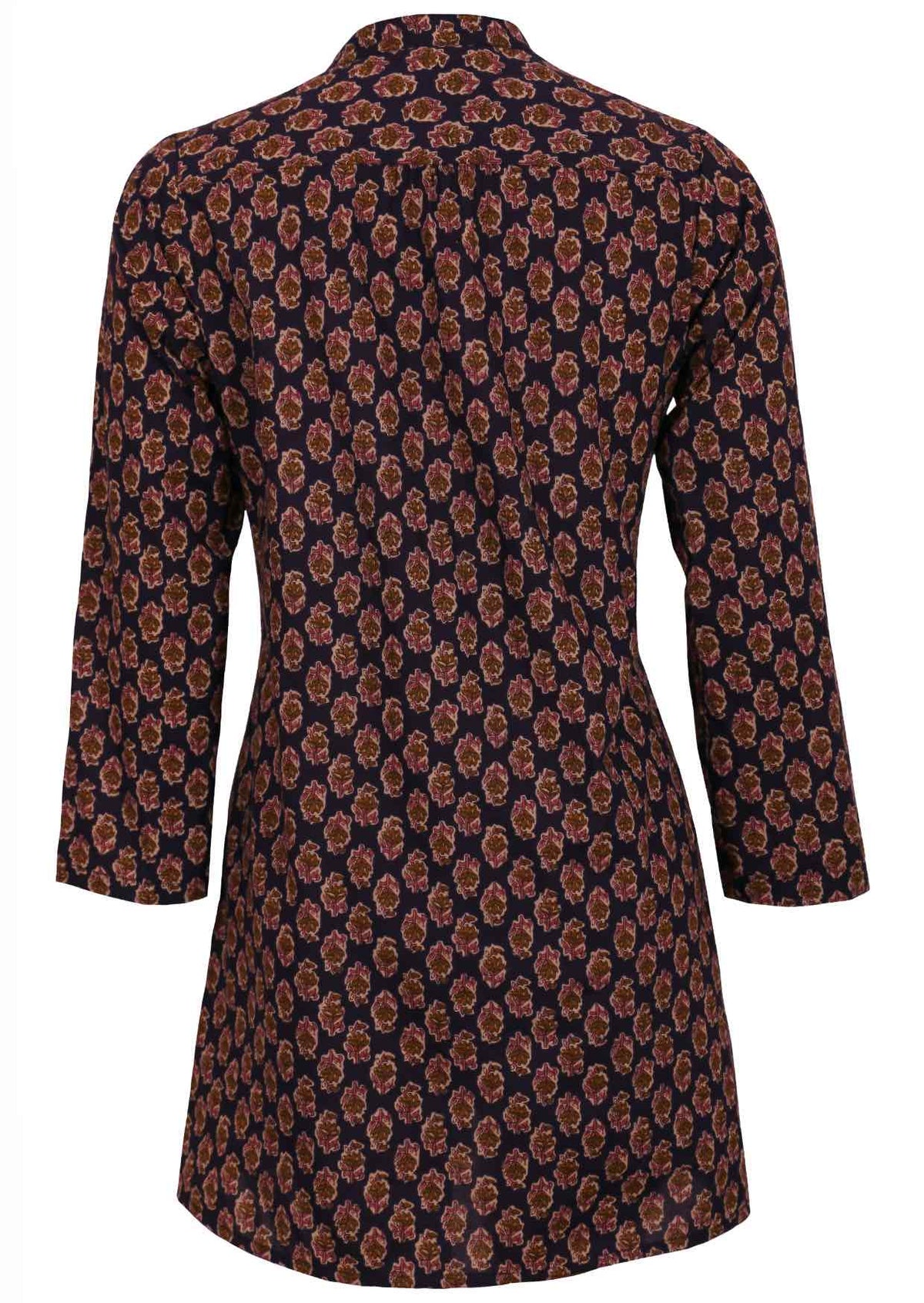  LIghtweight cotton long sleeve tunic with small gathers in centre of back