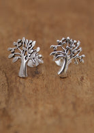 Sterling Silver Mango Tree stud earrings with butterfly backs