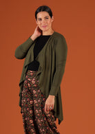 Draped neckline cardigan olive