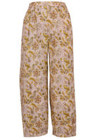 100% cotton boho style wide leg pants with high elasticated waist and pleated ankles