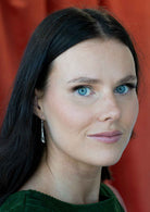 woman wearing silver filigree drop earring 92.5 silver 
