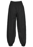back view shirred back of waistband pant