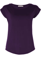 Women's dark purple rayon jersey t-shirt.