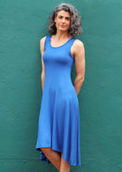 concave hem dress blue