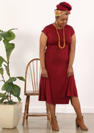 a-line skirt stretch midi dress