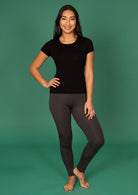 Leggings high waisted full length soft rayon dark grey | Karma East Australia