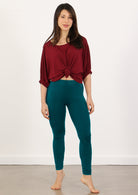 high waisted women's leggings teal