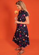 Button Up Neckline 100% cotton Midi Dress
