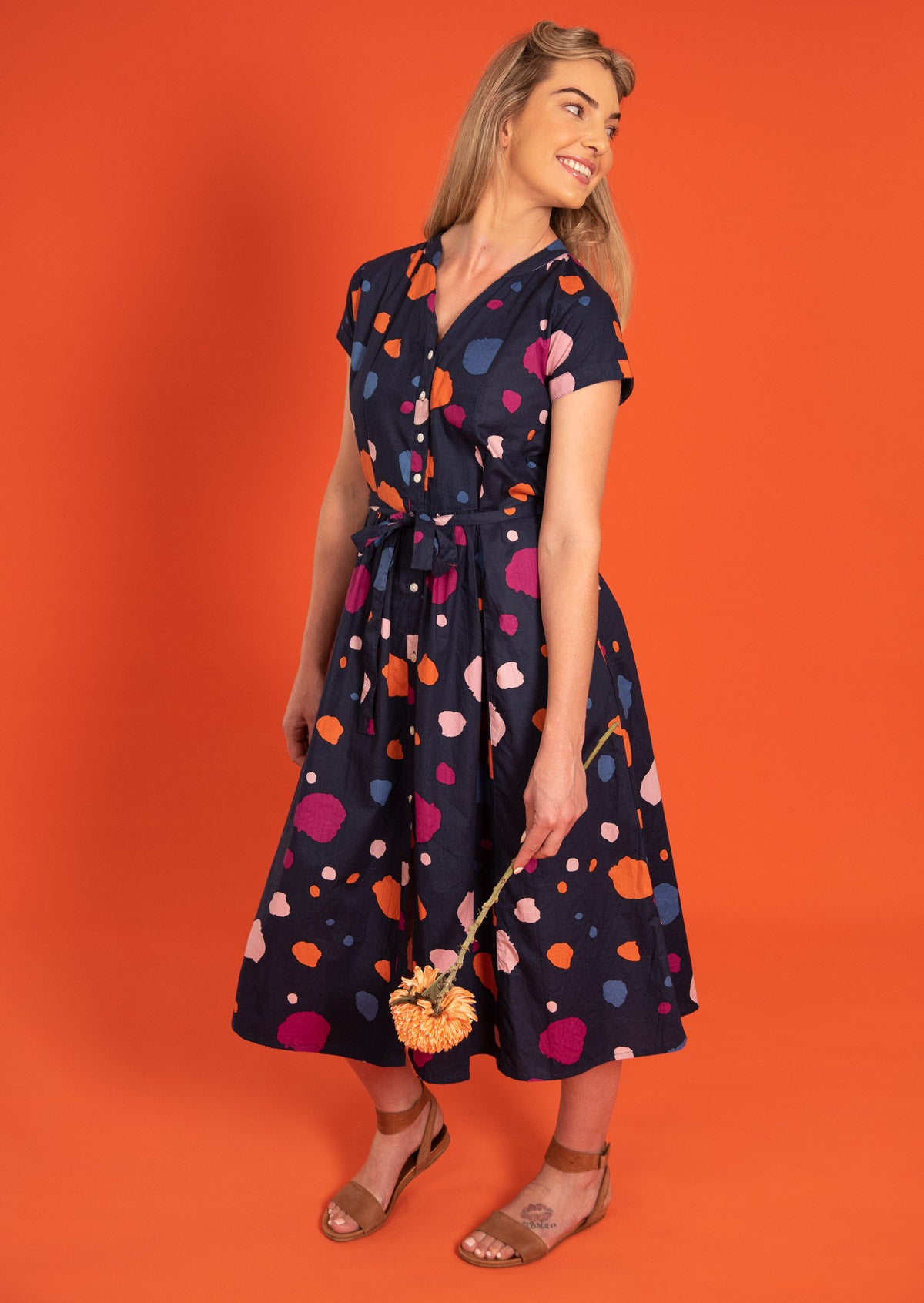 Retro Inspired 100% Cotton Midi Dress Designed in Australia