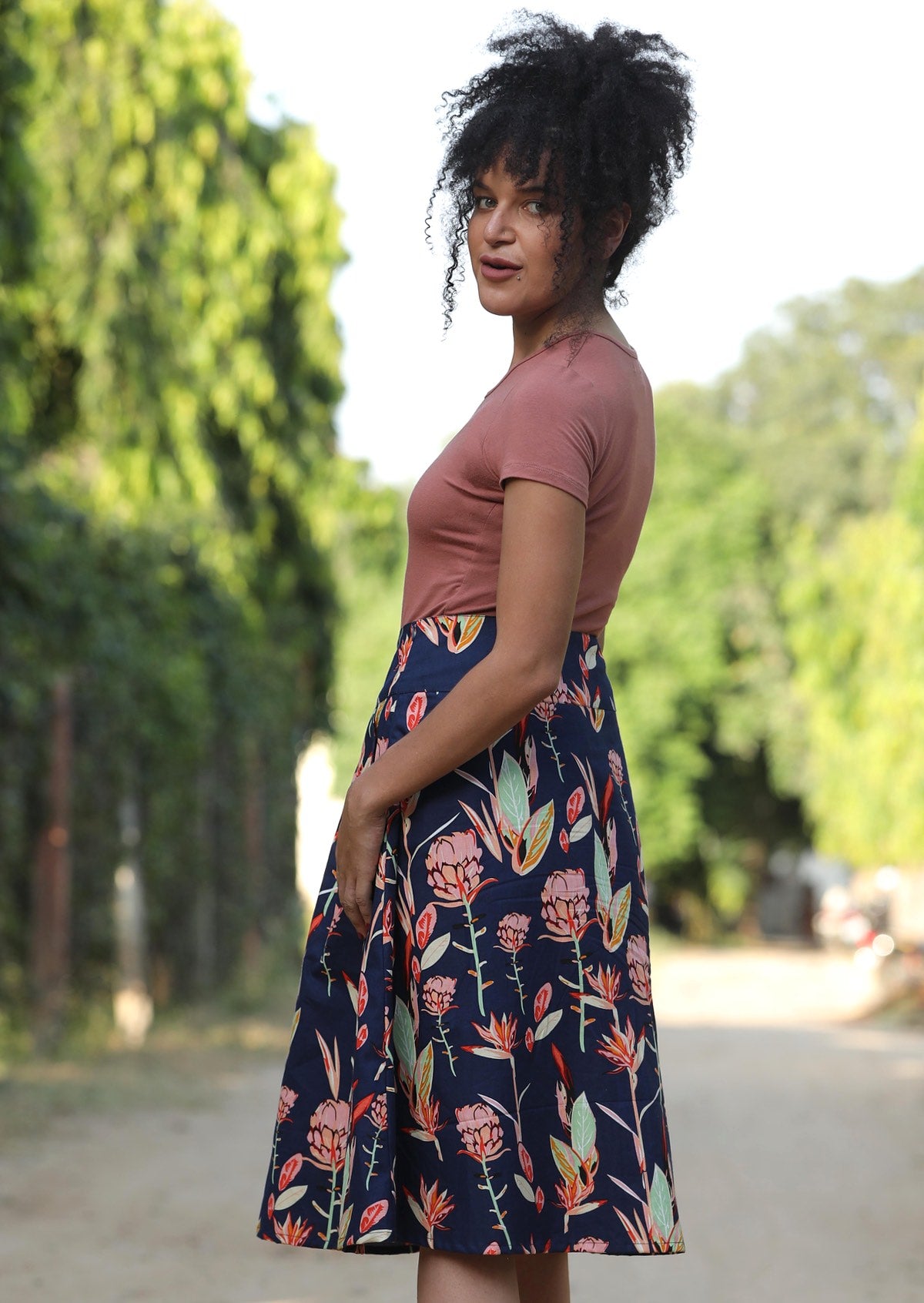 Cotton printed women's skirt designed in Australia